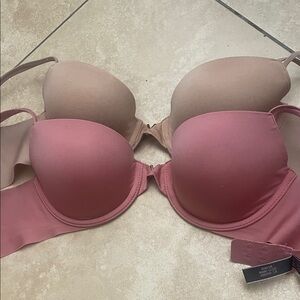 Lot: Victoria's Secret PINK Wear Everywhere lightly lined bras, Mauve & Nude 32C